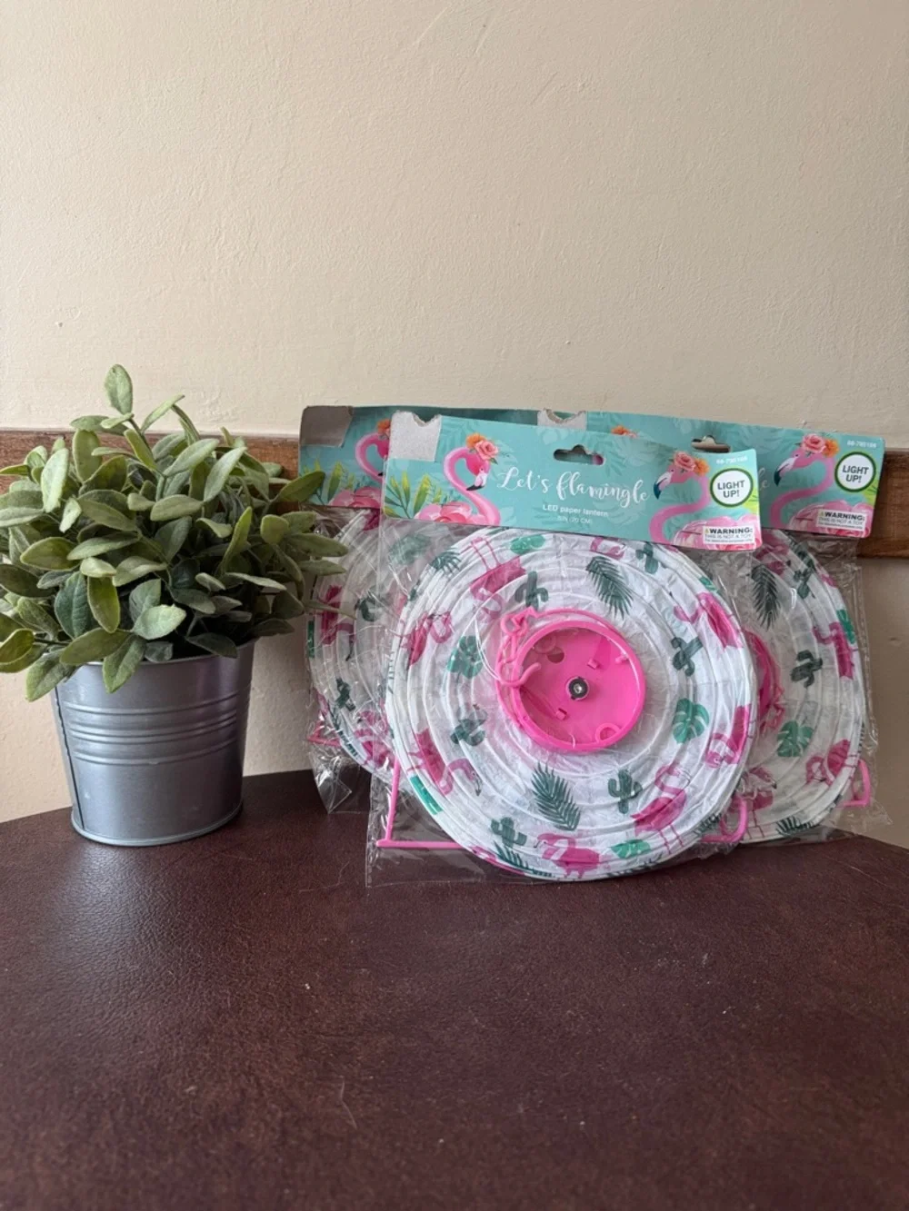 Hobby Lobby Flamingo Paper LED paper lantern - Pink , White and teal